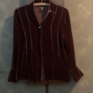 Vintage J Jill dark plum colored velvet blouse.